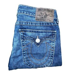 TRUE Religion Jean Shorts Size 34 RICKY BIG T Blue